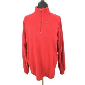 LL Bean Shirt size L Mens Pullover Jacket Red Quarter Zip Fleece Sweater
